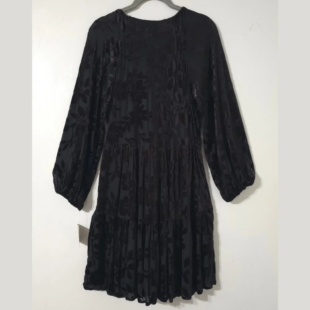 TAYLOR Velvet Burnout Tiered Babydoll Dress | Romantic Cocktail & Wedding Guest - Picture 6 of 15